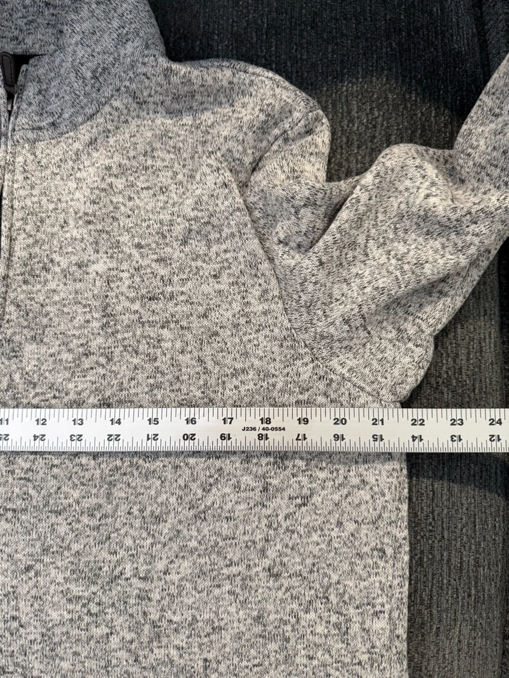 Tsla Men's Grey Quarter-Zip Knit Pullover Sweater, Large
